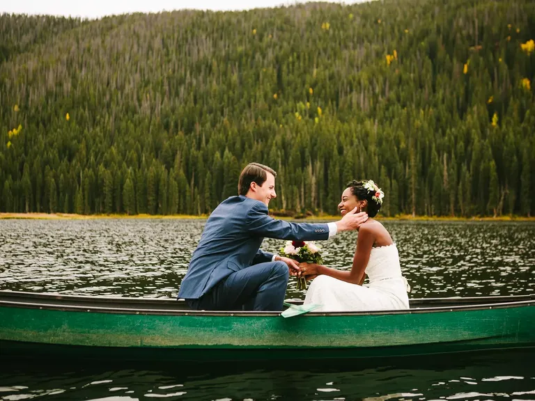 Canoe for Two Fun Wedding Transportation Idea