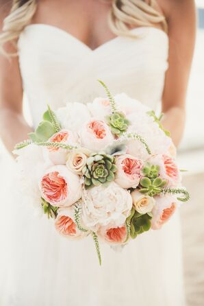 Natural Blush Peony Bouquet with Succulents