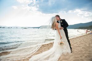 Bride and Groom on Hyatt Regency Lake Tahoe Shore