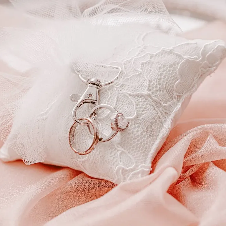White lace dog ring bearer pillow