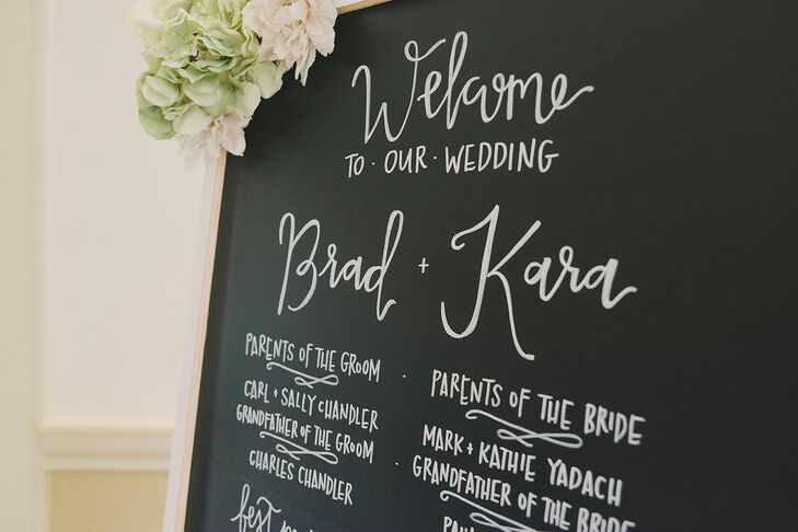 Etsy shop ChalkFullOfLove created this black-and-white sign for the couple's reception.