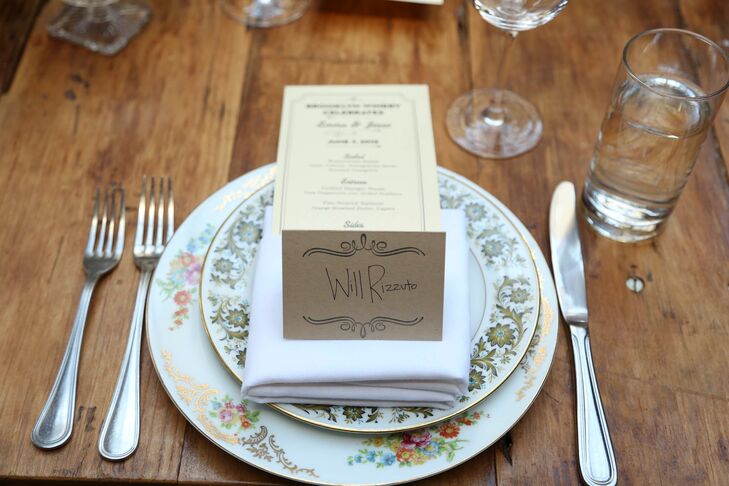 Emma and Jesse’s two closest friends took the reigns on the stationery, creating original designs and illustrations for a touch of personalized flair. The escort cards mirrored the venue’s overall rustic feel, with the names of each guest hand-lettered onto kraft paper and dressed up with with elegant, vintage-inspired flourishes.