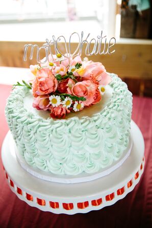 Textured Mint Buttercream-Adorned Wedding Cake