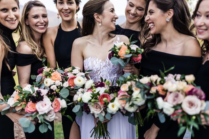 Mismatched Black Bridesmaid Dresses