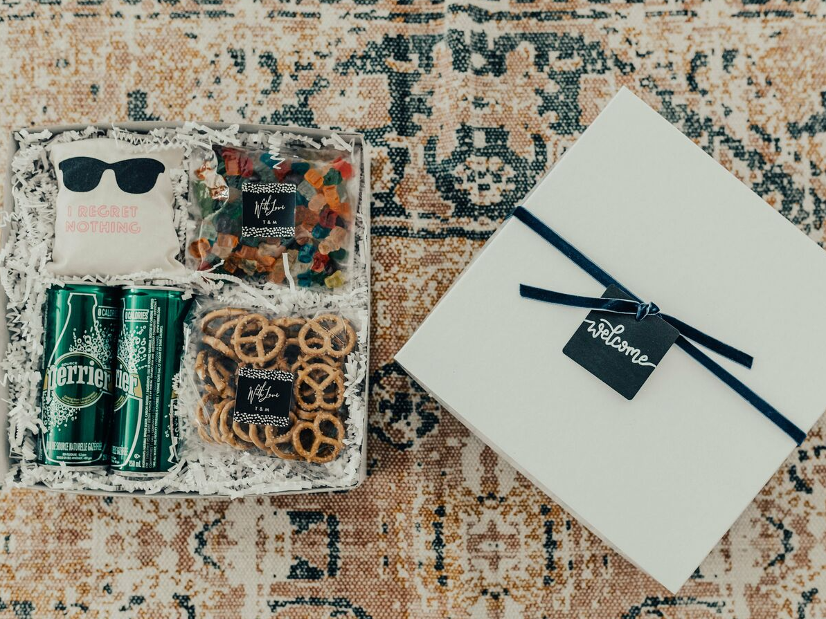 Welcome basket for out-of-town wedding guests