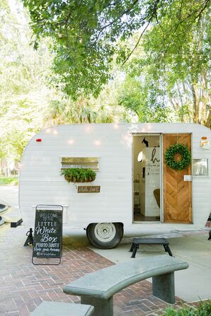 Photo Booth in Vintage Trailer for Wedding at The Lace House in Columbia, South Carolina