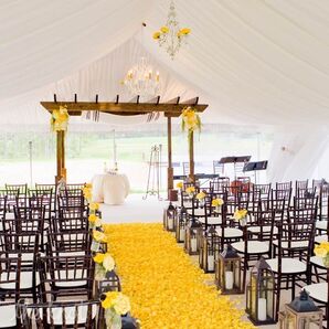 White and Yellow Ceremony Decor