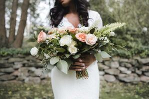 Rose-and-Eucalyptus Bouquet for Wedding at Dunaway Gardens in Newnan, Georgia