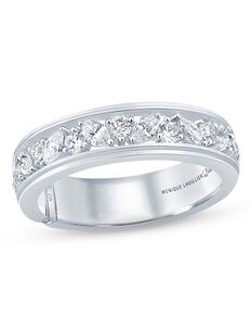 Kay Jewelers Monique Lhuillier Bliss Men's Diamond Wedding Band 1 ct tw Marquise & Round-cut 18K White Gold White Gold Wedding Ring
