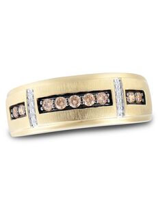 Kay Jewelers Men's Brown & White Diamond Wedding Band 1/3 ct tw Round-cut 10K Yellow Gold Gold Wedding Ring