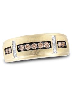 Kay Jewelers Men's Brown & White Diamond Wedding Band 1/3 ct tw Round-cut 10K Yellow Gold Gold Wedding Ring