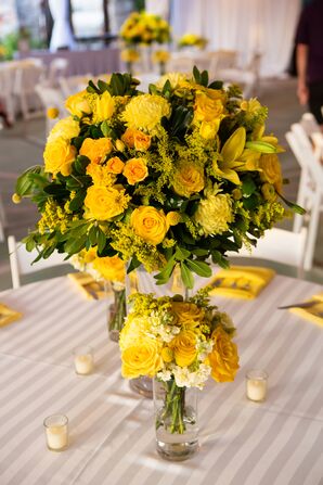 Yellow Floral Arrangements at Austin, Texas Reception