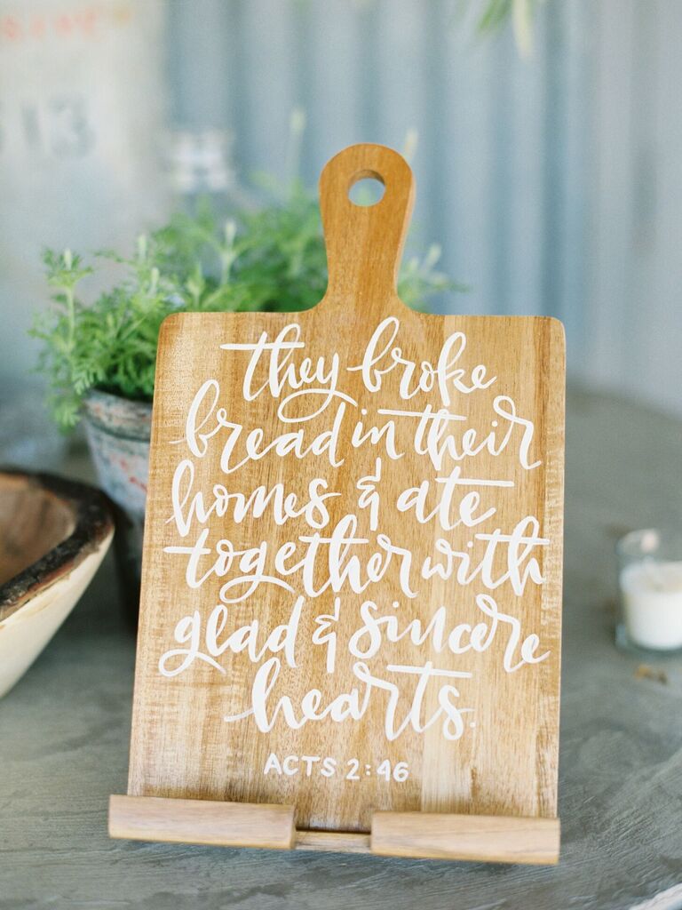 Cutting board with Bible verse quote