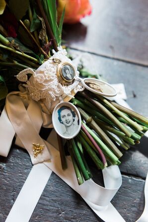 Lace and Ribbon Locket Bouquet Wrap