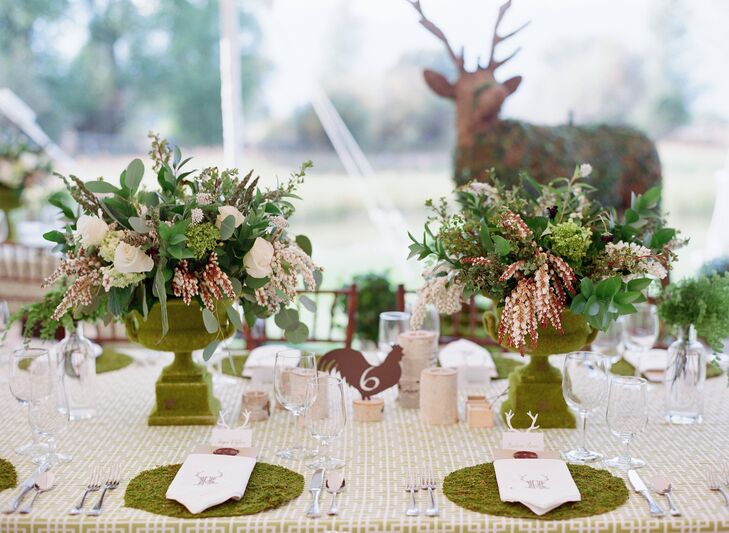Rustic Tablescape With Live Moss Place Setting