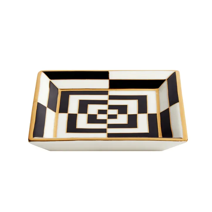 Op art square engagement ring tray
