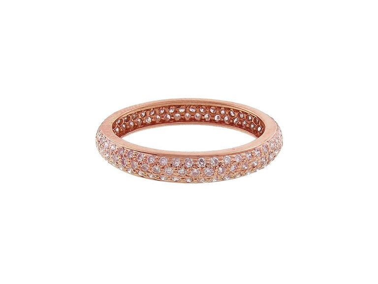 Sethi Couture wide pavé pink diamond ring in rose gold