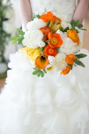 Orange and White Bridal Bouquet