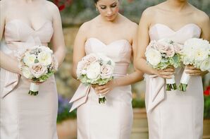 Strapless Blush Bridesmaid Dresses