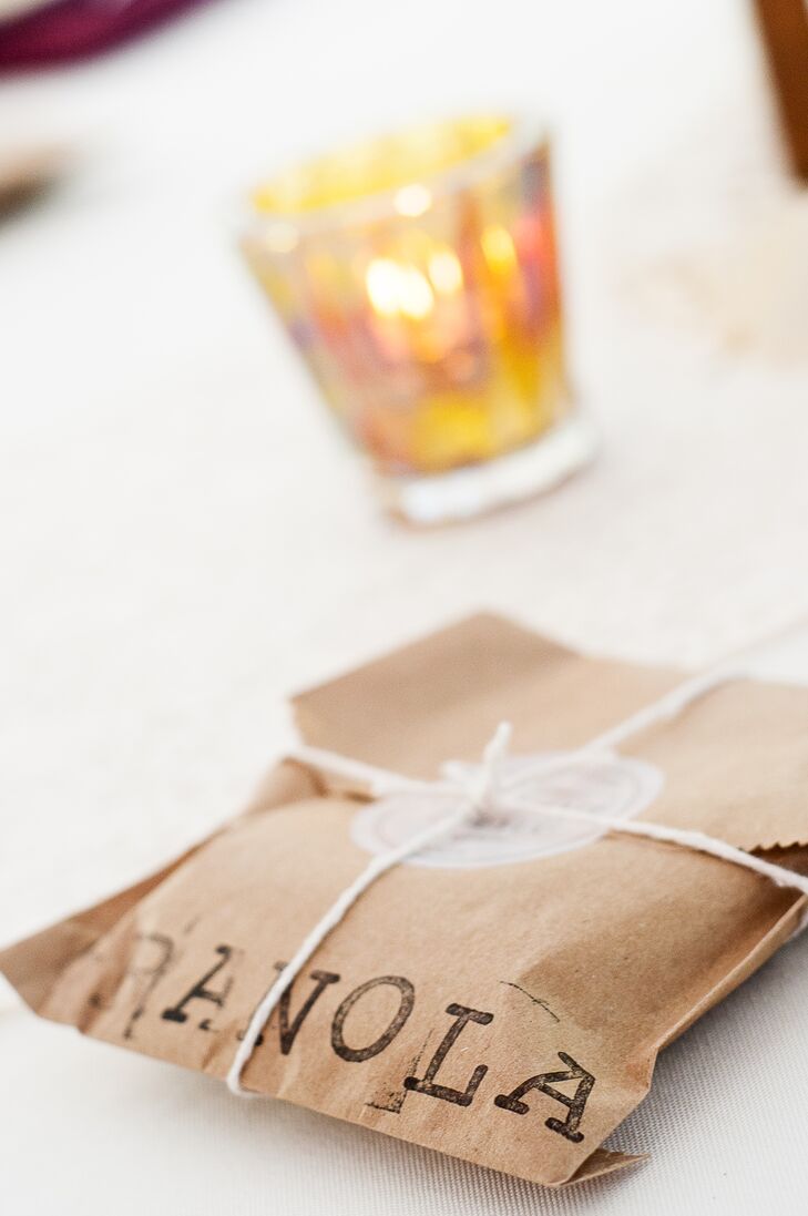 Lauren and Van made granola and mixed CDs to give to each of their 200 guests as favors.
