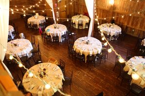 Rustic, Off-White Tables at Barns in Wesleyan Hills Reception