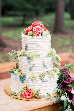 Layered Buttercream Cake with Bright Cake Flowers