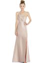 Dessy Group Draped One-Shoulder Satin Trumpet Gown with Front Slit - D827 One Shoulder Bridesmaid Dress - thumbnail - 1
