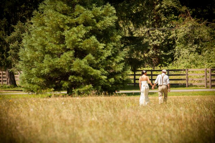 Walking Through Natural Fields in Backyard