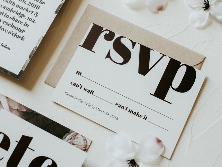modern black and white wedding invitiation suite