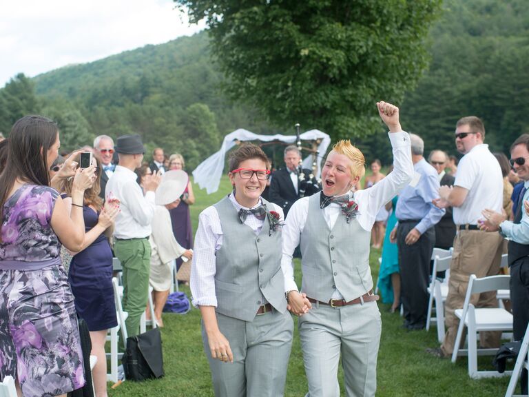 Couple at outdoor wedding