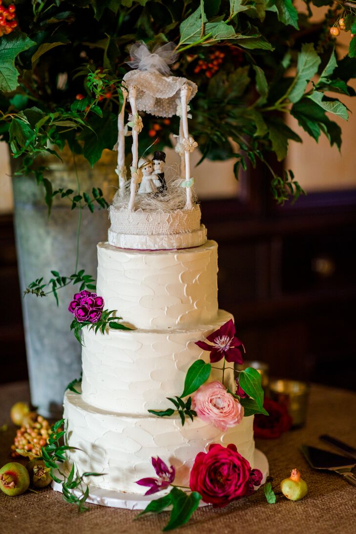 Buttercream Wedding Cake with Cake Topper Figurines