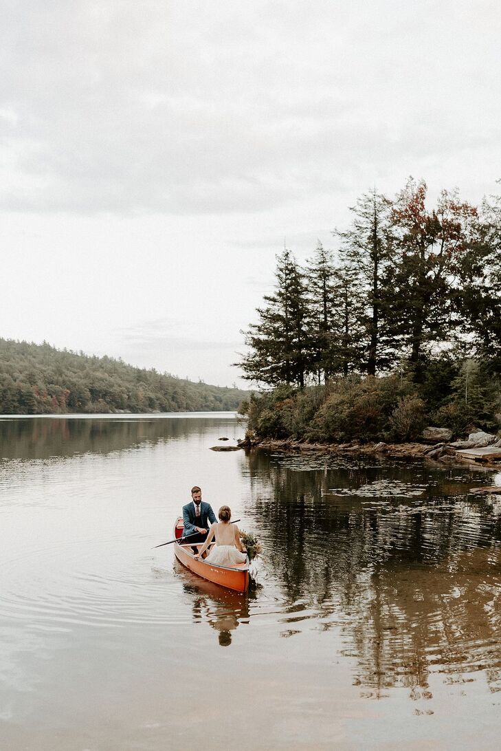 Rustic, Natural Couple on Canoe in Massachusetts
