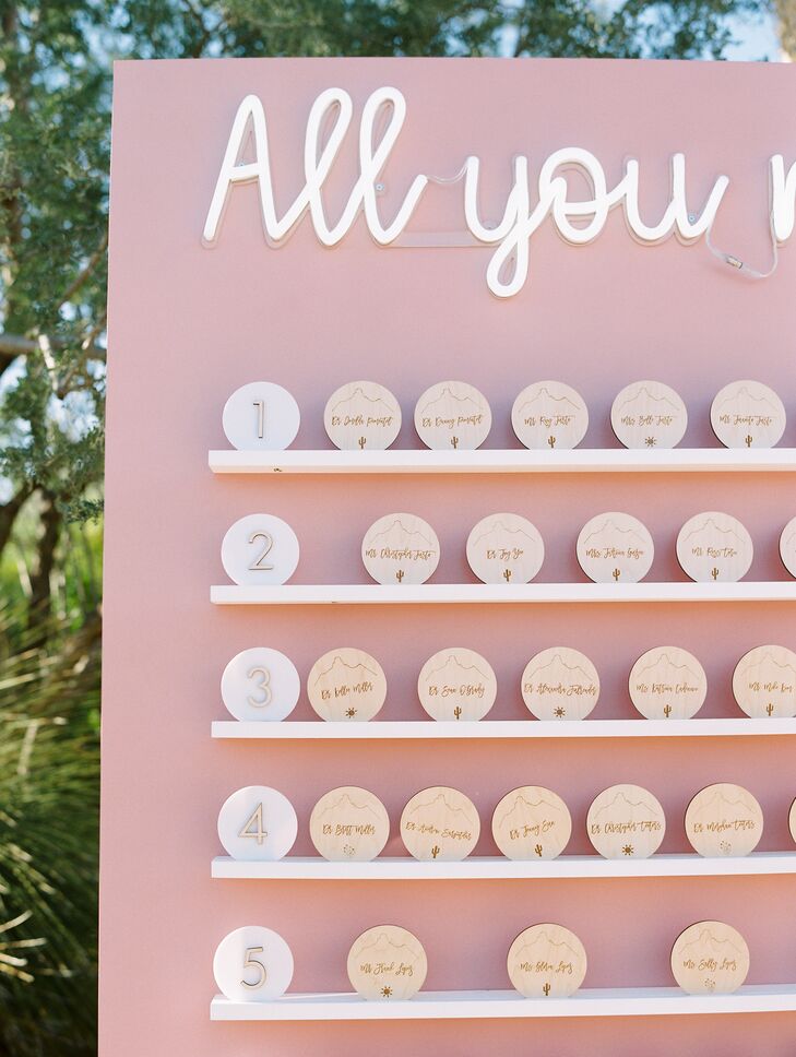 Wood Escort Cards for Wedding in Scottsdale, Arizona