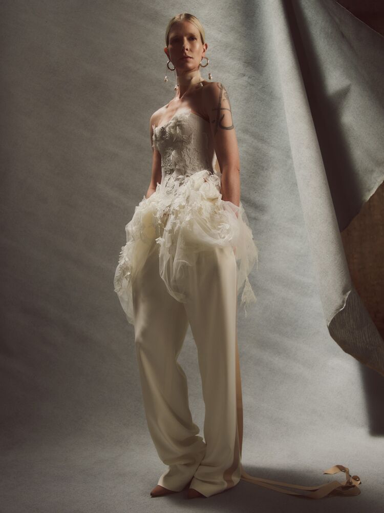 Danielle Frankel satin twill and tulle bustier