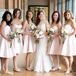 Blush Satin Knee-Length Bridesmaid Dresses