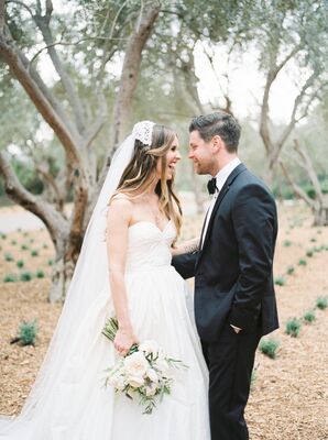 Classic Ivory Strapless Amsale Wedding Dress