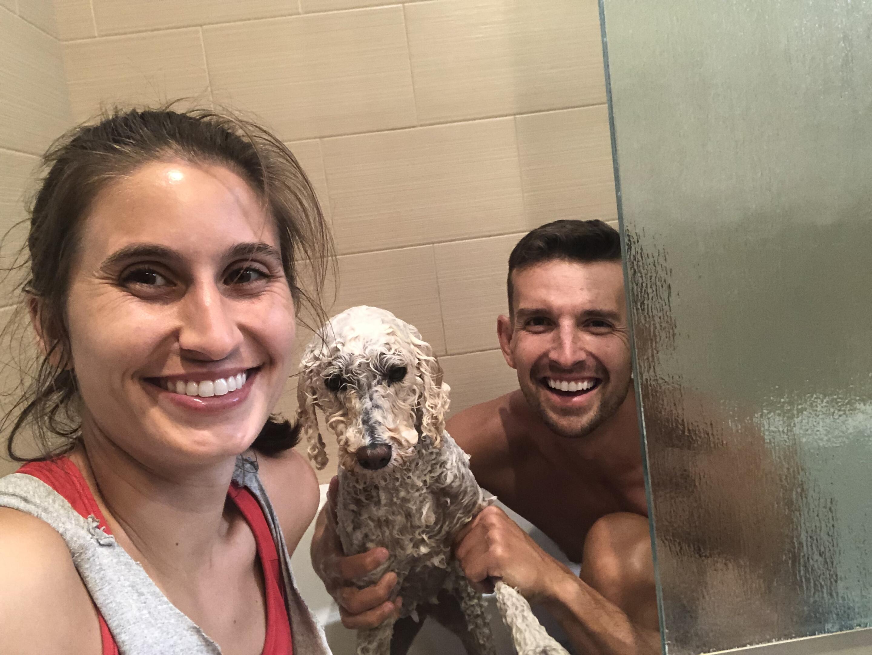 Penny skunked for the first time while Cameron was away for a bachelor party 🤦🏽‍♀️ Bath #4