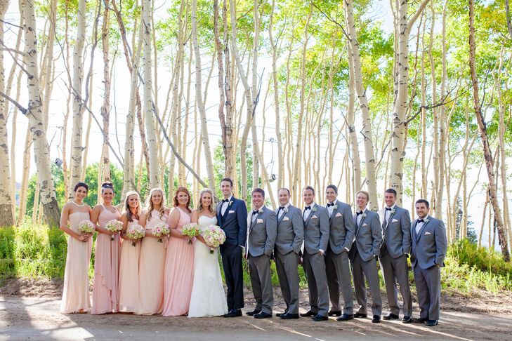 Formal Blush and Gray Wedding Party Look