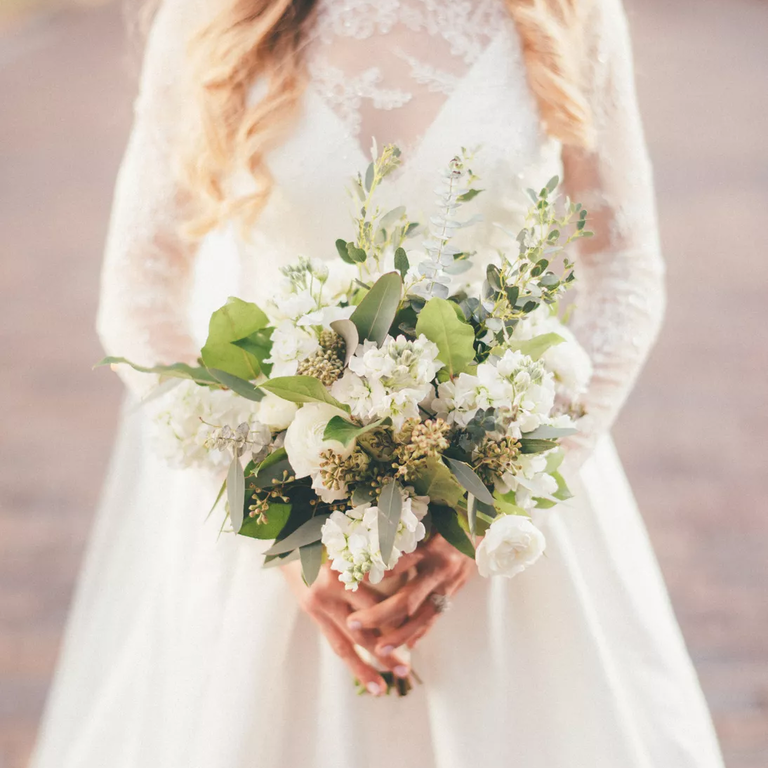 Romantic eucalyptus wedding bouquet
