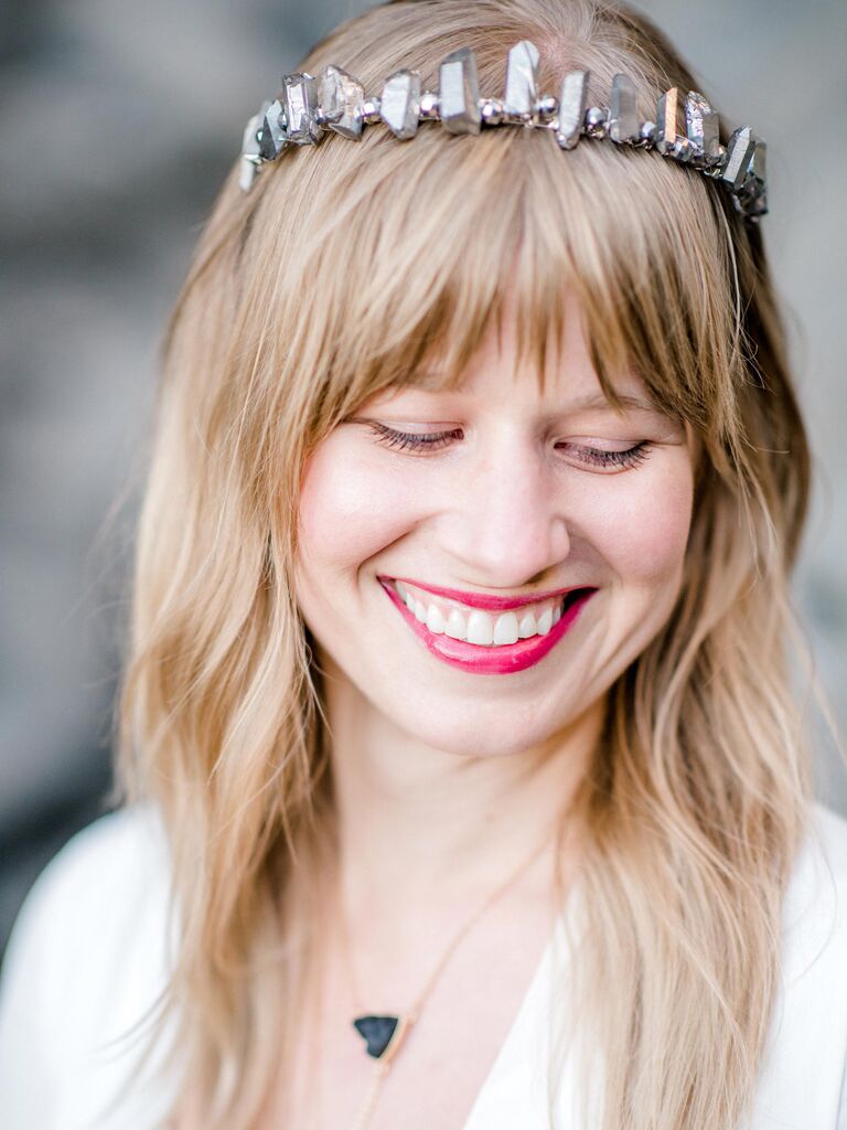 Hair down with crystal crown