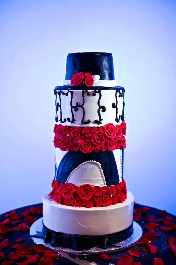 Black, White and Red Wedding Cake
