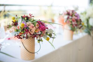 Colorful Head Table Orchid Arrangements