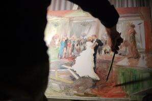 Live Portrait Artist Sketching Couple as Entertainment