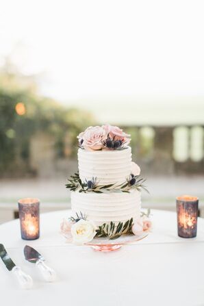 Small Buttercream Cake with Roses and Greenery