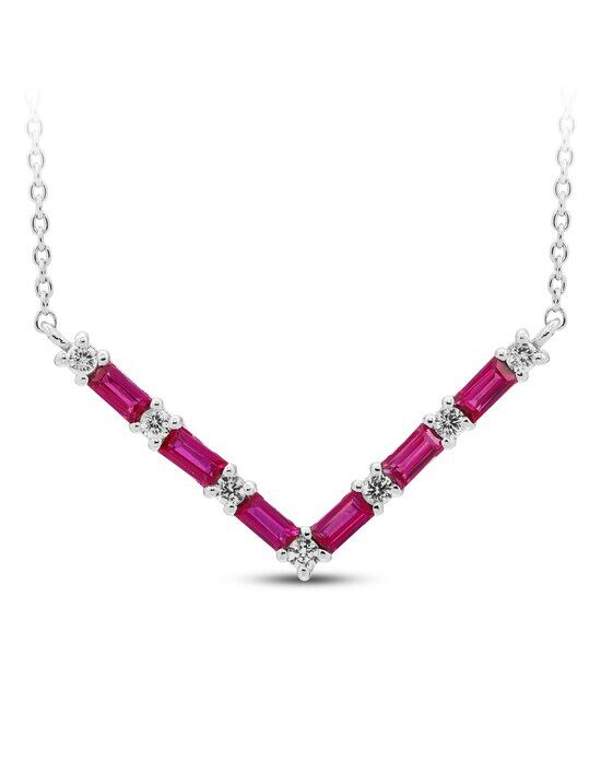 Kay Jewelers Lab-Created Ruby & White Lab-Created Sapphire Necklace Sterling Silver 18" Wedding Necklaces photo - 1
