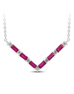 Kay Jewelers Lab-Created Ruby & White Lab-Created Sapphire Necklace Sterling Silver 18" Wedding Necklace photo