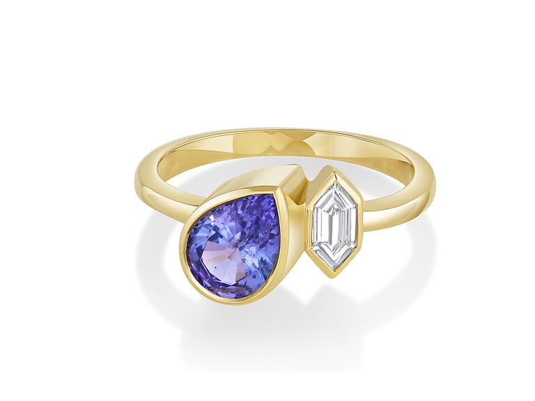 two stone tanzanite engagement ring