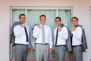 Gray Groom and Groomsmen Suits