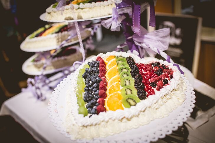 Heart-Shaped Fruit-Covered Wedding Cake