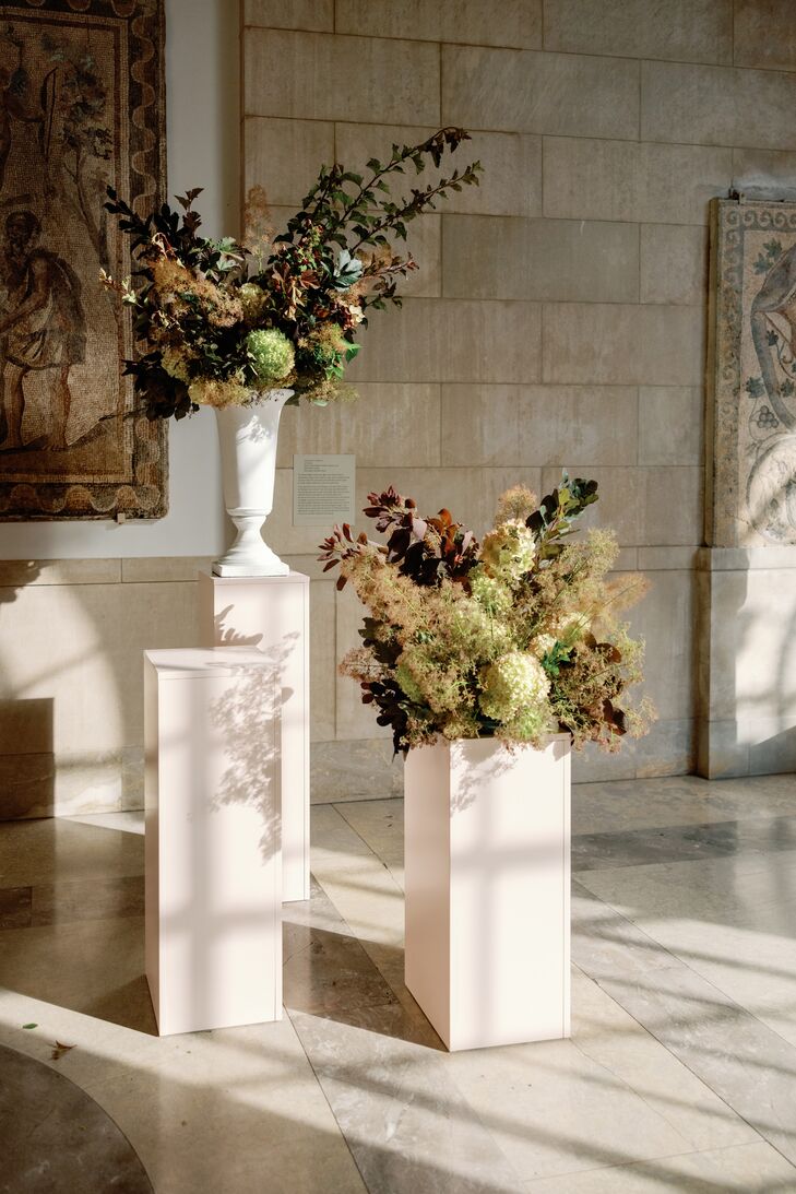 Tall Floral Arrangements in Ceremony Space in Baltimore Museum of Art